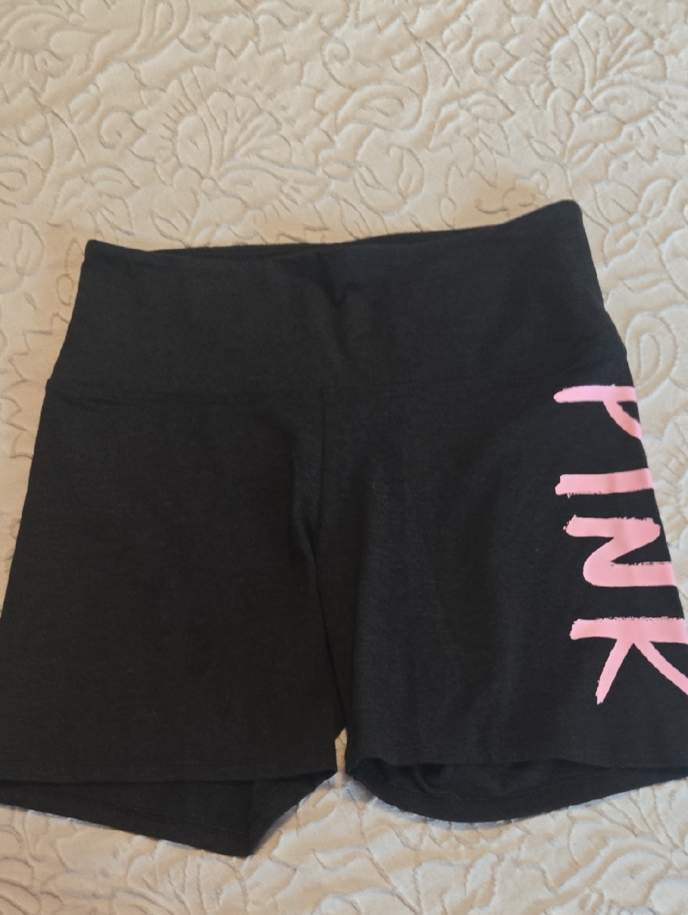 PINK Victoria's Secret Black Bike Shorts with Pink Side Logo